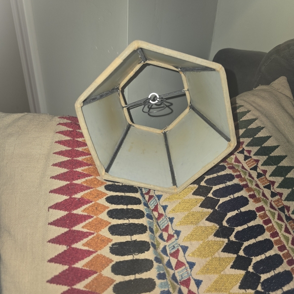 Blue Floral Hexagon Fabric Lampshade - Picture 3 of 5